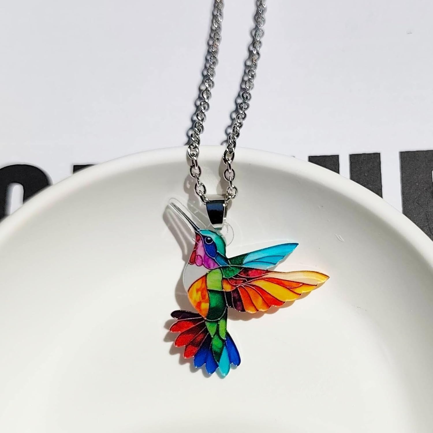 Colorful hummingbird pendant